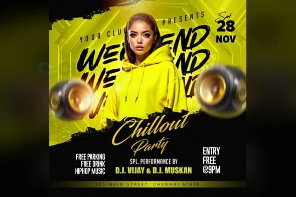 Weekend Chillout Party Flyer PSD Template
