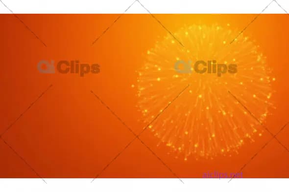 Golden Firework Explosion on Bright Orange Background