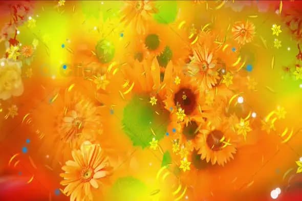 Vibrant Sunflower Explosion with Glowing Light Effects Animation