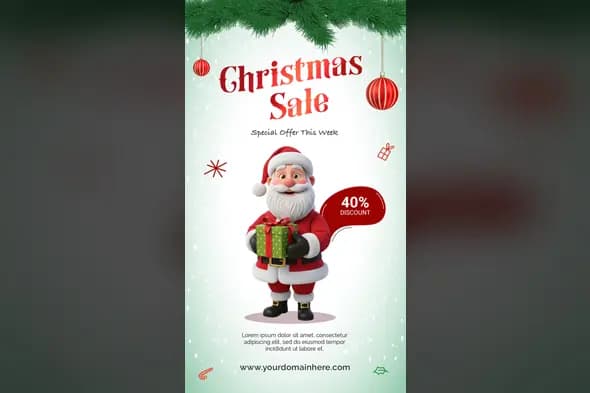 3D Santa Christmas Sale Banner Template