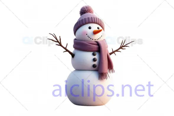 Cozy Cartoon Snowman 3D Model with Winter Hat
