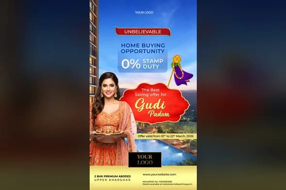 Gudi Padwa Festive Real Estate Ad Template