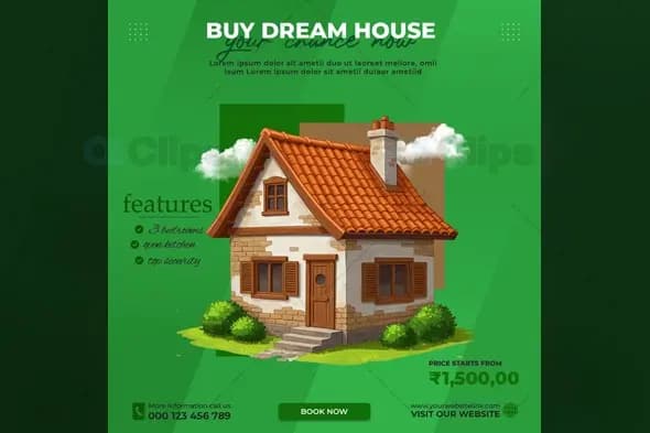 Cottage Style Dream House Real Estate Social Media Template