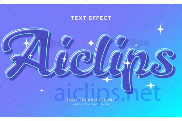 Sparkling Blue Text Effect PSD