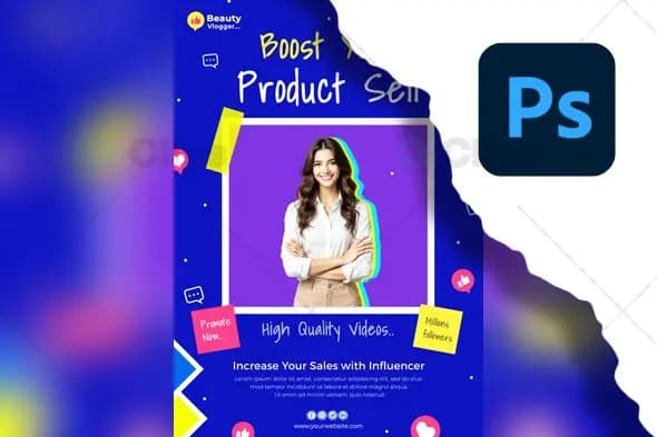 Influencer Marketing Product Promotion PSD Template