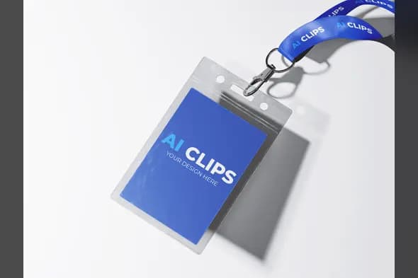 Corporate ID Card Mockup  Lanyard Branding Display