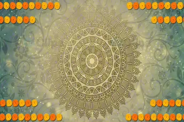 Ornate Mandala with Marigold Garland - Traditional Festive Background