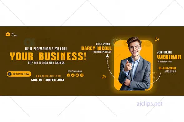 Business Webinar Promotion Banner PSD Template