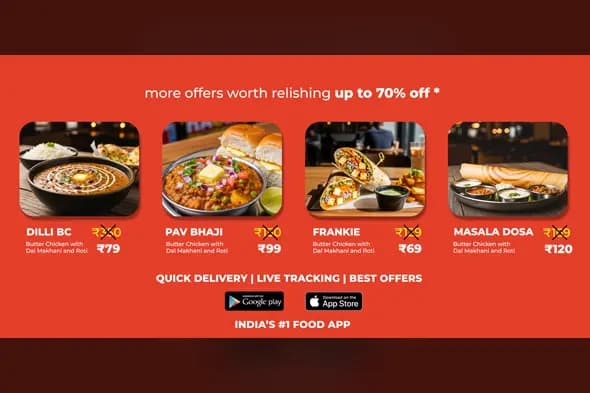Food Delivery App Discount Banner Template