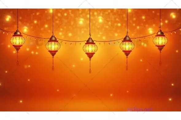 Festive Hanging Lanterns with Warm Glowing Lights