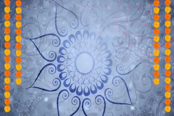 Floral Mandala with Marigold Garlands - Festive Decorative Background