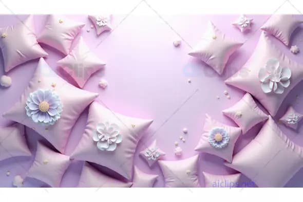 Soft Pink Pillow Layout with 3D Floral Embellishments