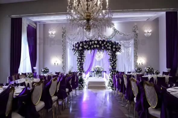 Elegant Wedding Venue with Luxurious Decorations - Purple and White Theme