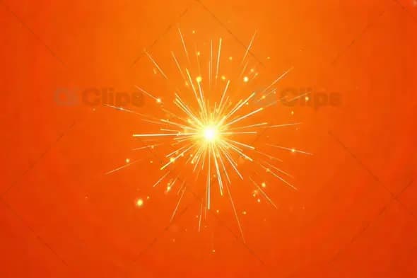 Radiant Golden Firework Burst on Vibrant Orange Background