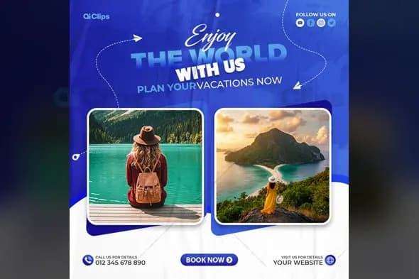 Travel Agency Social Media Template with Vacation Photos