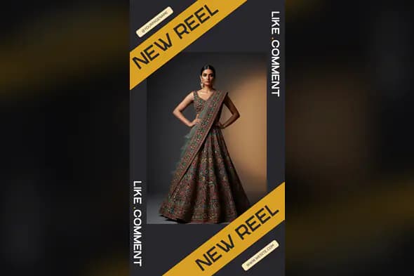 Instagram Reel Promotion Template with Indian Woman in Designer Lehenga
