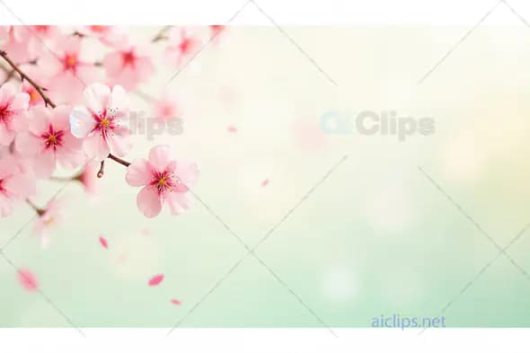 Spring Blossom with Falling Petals on Soft Background