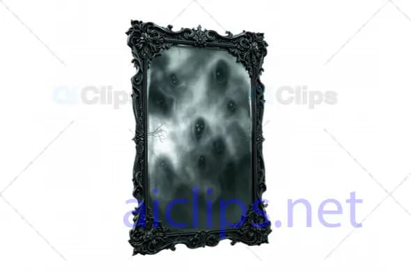 Haunted Gothic Mirror with Ghostly Faces - 3D Model