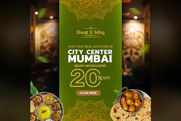 Indian Restaurant Expansion Ad Template