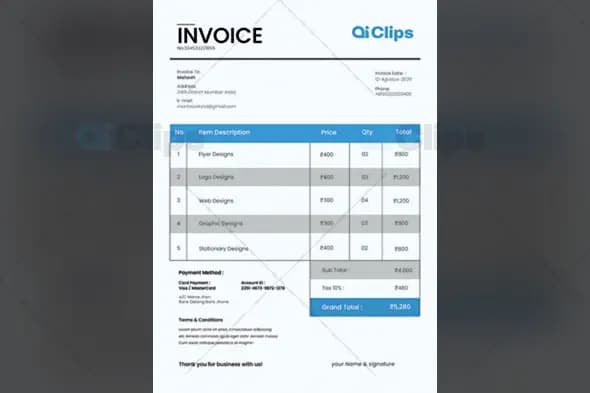 Modern Professional Design Services Invoice Template