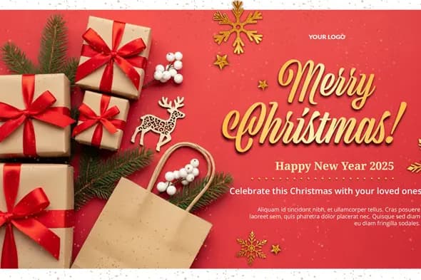 Red Gold Christmas 2025 Greeting Banner Template