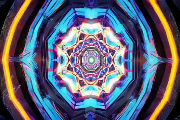 Neon Kaleidoscopic Tunnel - Psychedelic Abstract Animation