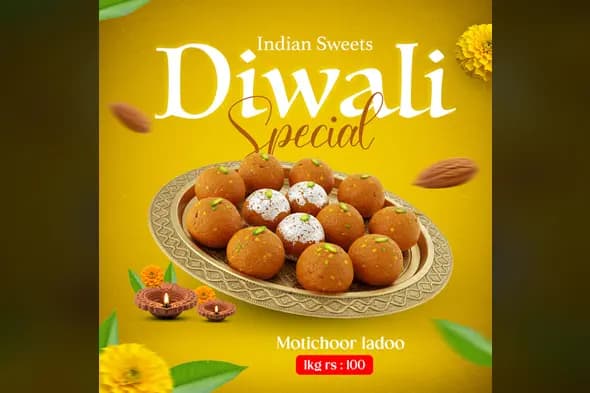 Diwali Special Motichoor Ladoo Sale Template