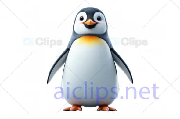 Cheerful Baby Penguin Character 3D Model
