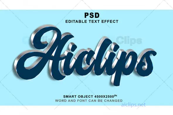 Stylish 3D Script Text Effect PSD