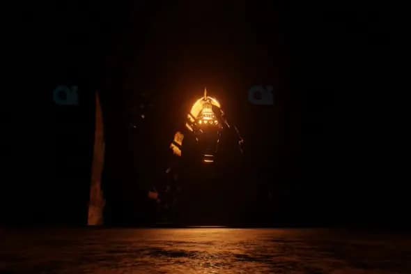 Golden Lantern in Dark Islamic Setting