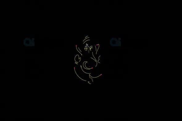 Minimalist Lord Ganesha Line Art Animation on Black Background