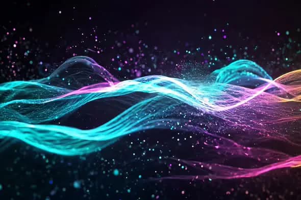 Neon Waves with Sparkling Particles – Futuristic Digital Motion