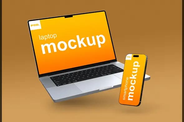 Modern Laptop & Smartphone Mockup PSD Template