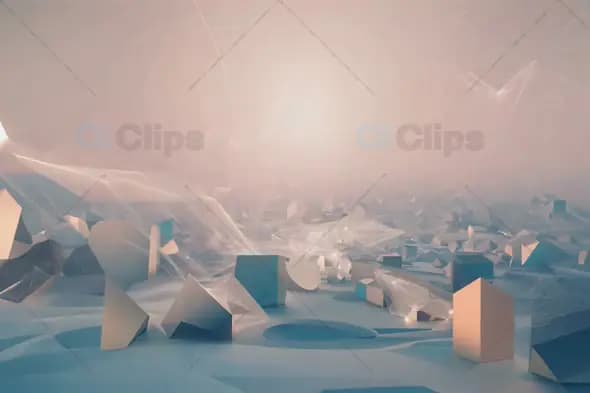 Surreal Geometric Landscape with Soft Lighting and Abstract Shapes