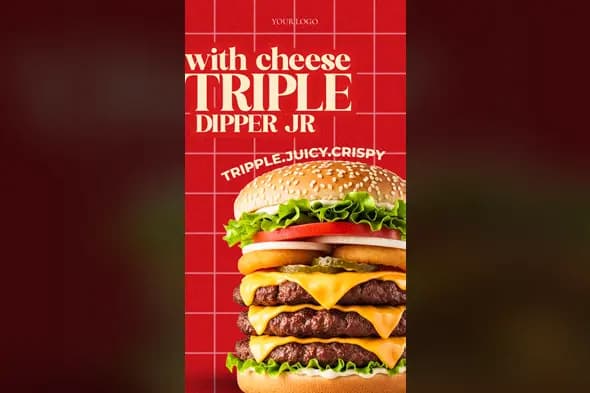 Gourmet Triple Burger Ad Template