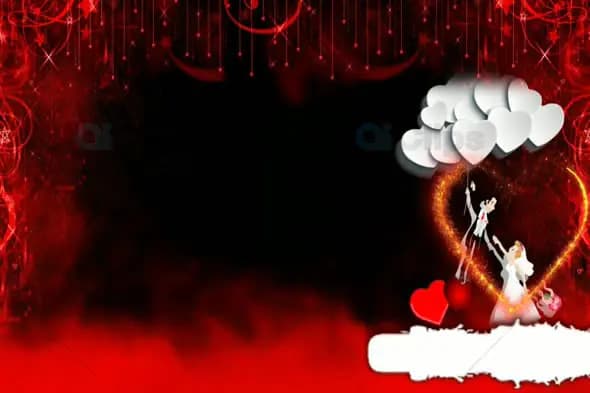 Romantic Hearts and Clouds Wedding Frame Background