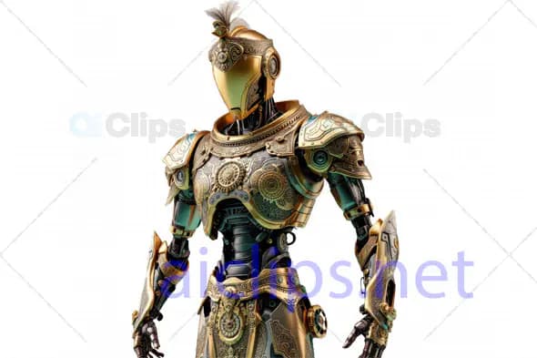 Ornate 3D Cybernetic Knight Armor with Intricate Detailing
