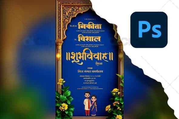 Royal Indian Wedding Invitation PSD Template