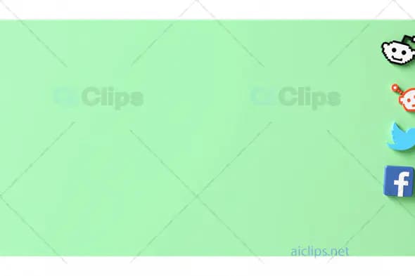 Minimalistic Social Media Icons on Green Background