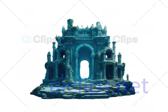 Grand Ancient Temple Ruins with Archways and Statues