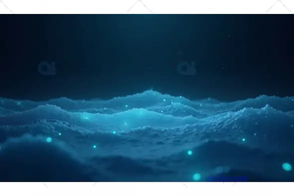 Bioluminescent Ocean Waves at Night
