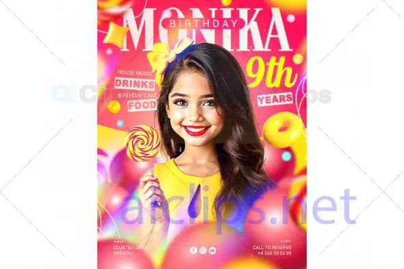 Kids Birthday Party Invitation PSD Template