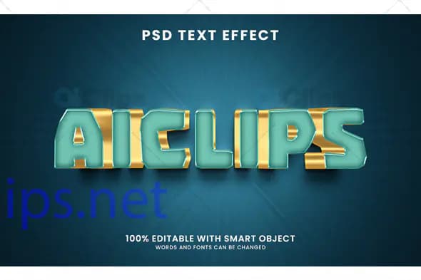 Aqua Gold 3D Text Effect PSD