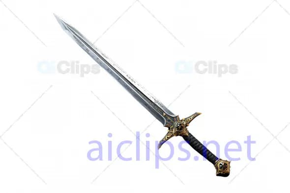 Ornate Medieval Fantasy Sword with Gold Detailing 3D Model
