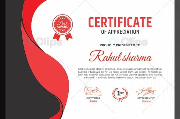 Modern Red Wave Certificate of Appreciation Template