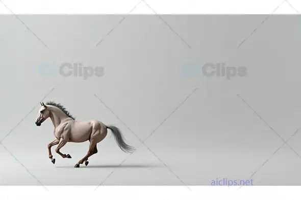 Minimalist Running Horse on Grey Background