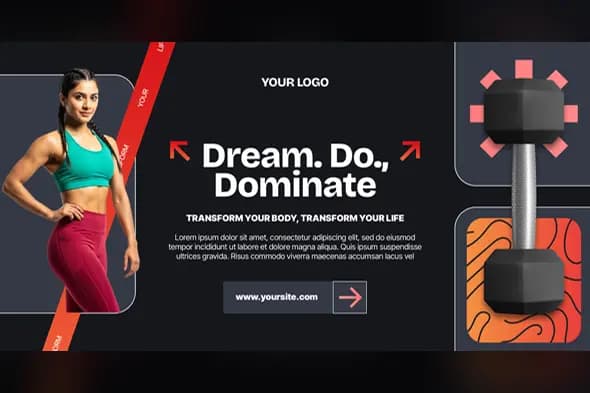 Modern Fitness Studio Promotional Banner Template