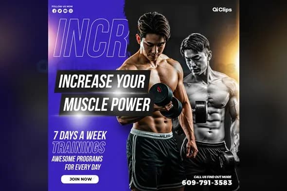 Fitness Training Program Social Media Template with Gradient Effect
