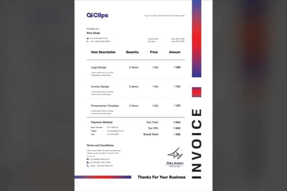 Minimalist Invoice PSD Template – Clean & Professional Billing Design