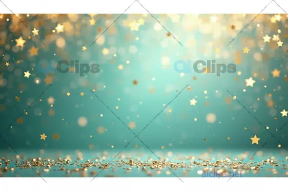 Golden Star Confetti on Blue Background